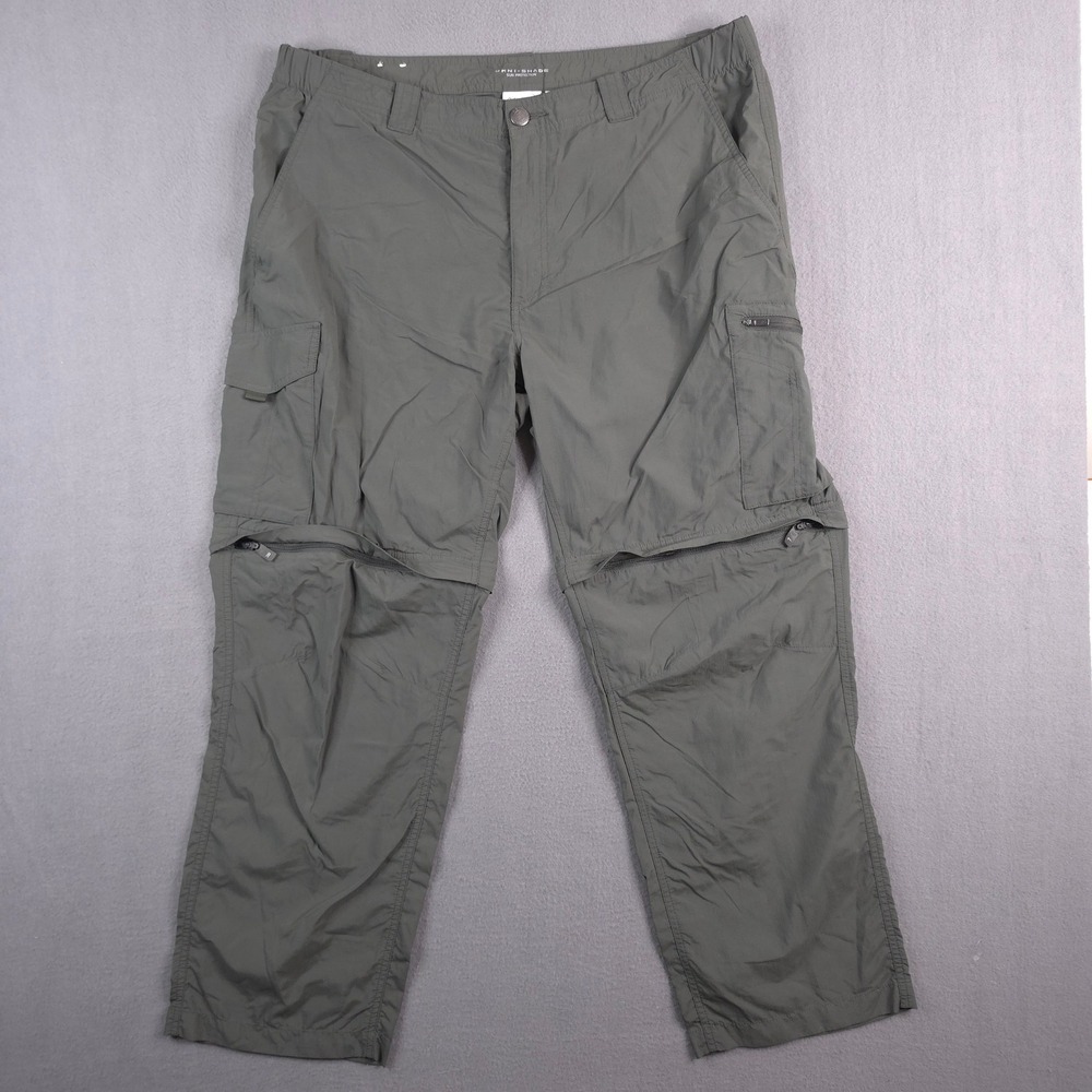 Columbia Mens Omni-Shade Silver Ridge Convertible Cargo Pants Green 40x30 Hiking